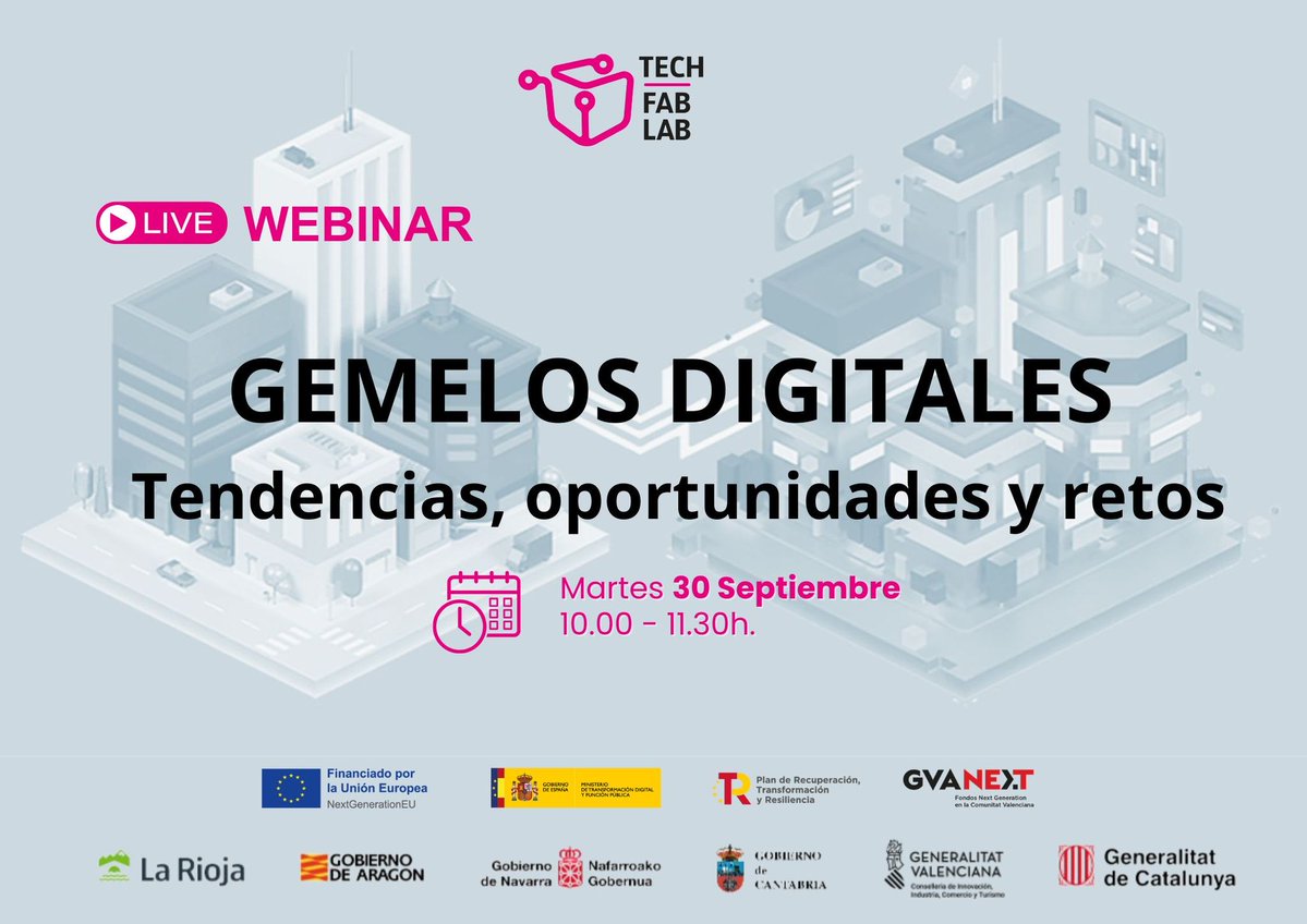 TechFabLabCV's tweet image. iniciamos Webinar Gemelos Digitales, tendencias, oportunidades y retos. Puedes unirte a través de Teams desde este enlace google.com/url?q=https://… 
#TechFabLab #PlanDeRecuperación #NextGenerationEU