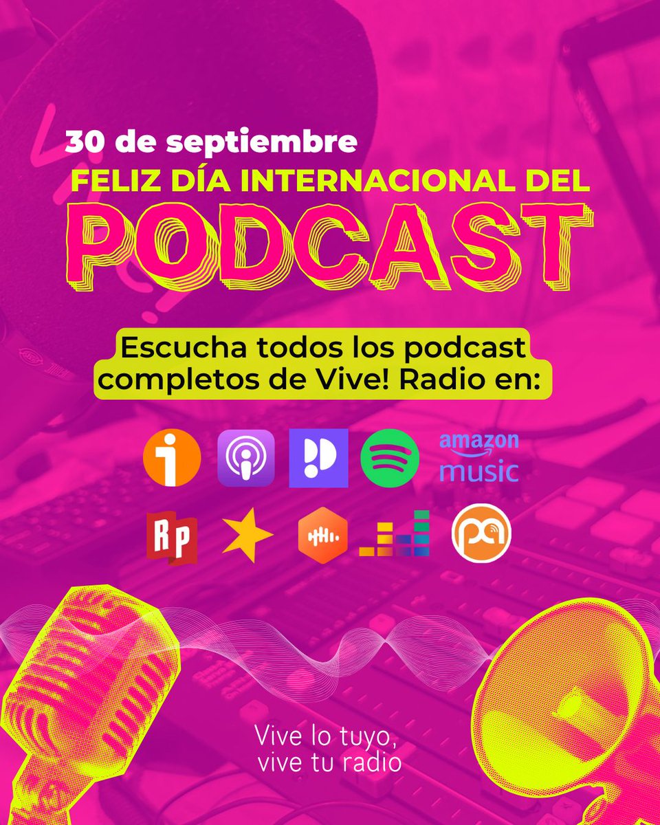📻✨ Hoy celebramos el Día del Podcast.

❤️‍🩹 Y no podemos evitar sonreír, porque los podcast nos regalan la posibilidad de llevarnos esos momentos en el bolsillo.

🎙️ Encuentra todos los podcasts de Vive! Radio en las principales plataformas.