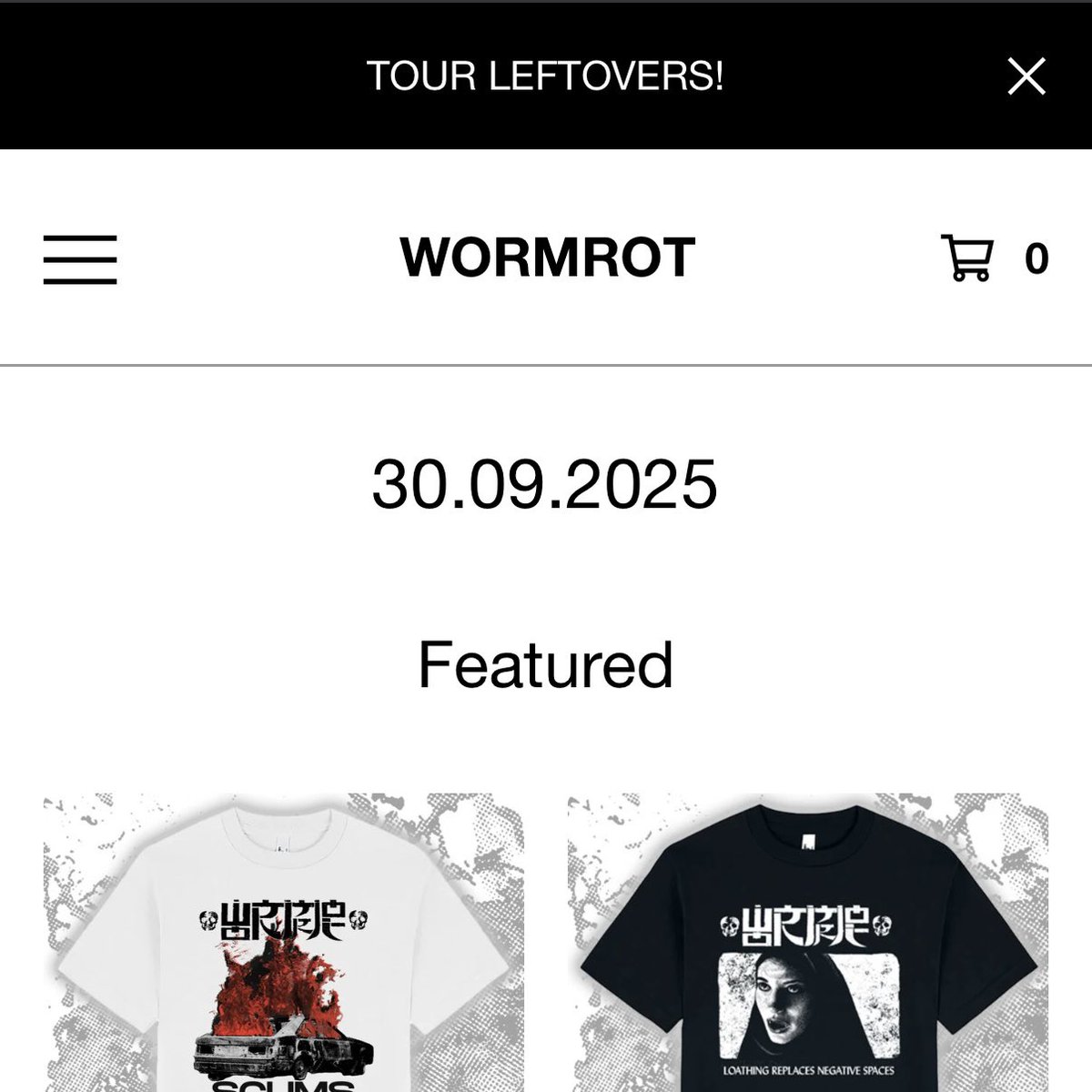 Wormrot's tweet image. wormrot.bigcartel.com
last push before we close the shop
tour leftovers and sale items