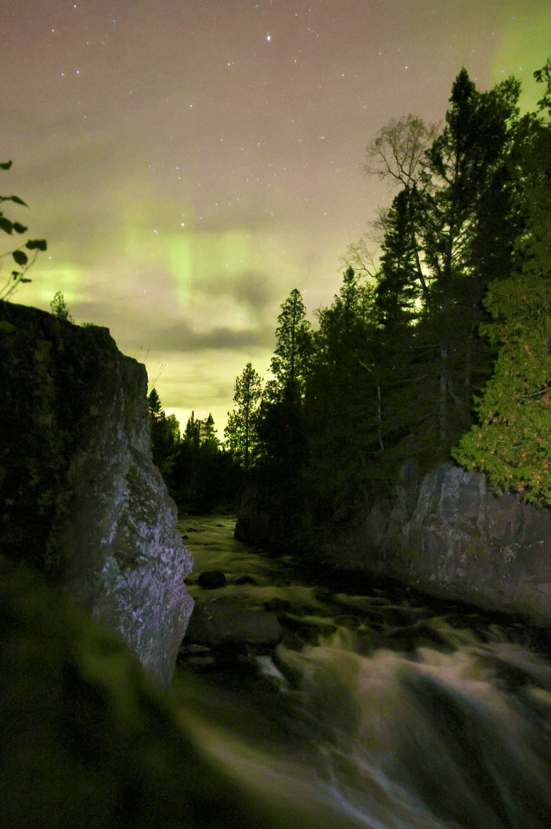 This was a new spot for me to capture aurora tonight - lovely waterfall sounds on Temperance River