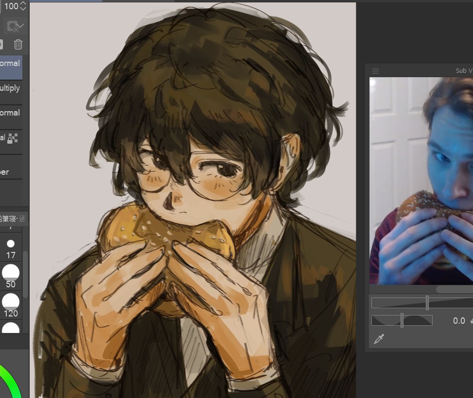 cenflore's tweet photo. joker persona 5 eating big bang burger (circa 2025) https://t.co/sQe869wNn2