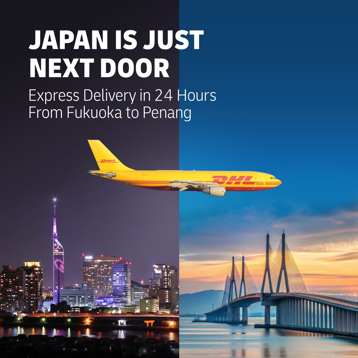 Arrange a shipment from Fukuoka today and get it at your Penang doorstep tomorrow? 🚀

Others may be fast. But we're always faster.

Superboost your import with DHL Express: bit.ly/next-day-import

#import #japan #malaysia