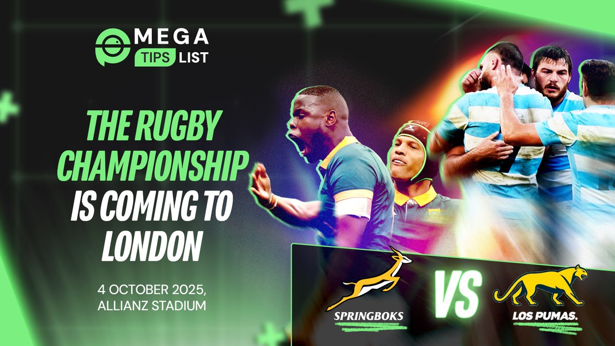 megatipslist's tweet image. 🥁South Africa v Argentina = pure drama.
Who do you see lifting the momentum?

#RugbyChampionship #Springboks #Pumas #GlobalRugby #RugbyDrama #AllThingsRugby