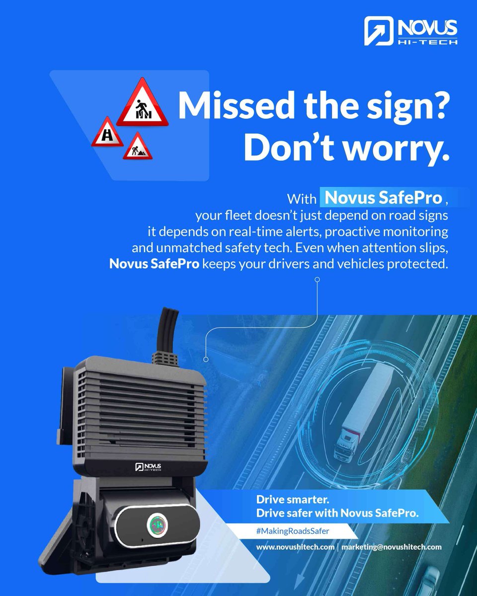 roboticssystemz's tweet image. ⚡ When the road blurs, Novus SafePro sharpens the view.
Forget relying only on signboards—our proactive monitoring and instant alerts make sure your drivers stay protected, mile after mile.

#FleetSafety #SmartDriving #RoadSafetyTech #DriverProtection #SafeFleet #NovusSafePro