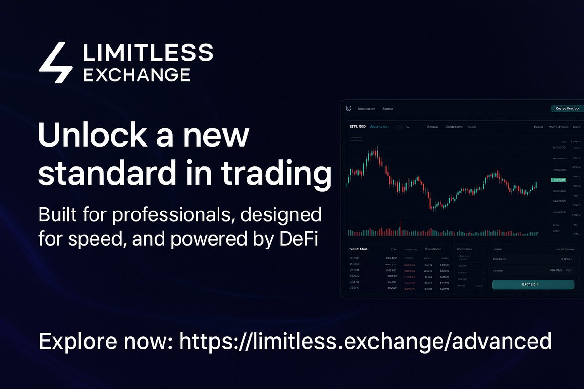 09eleven_'s tweet image. The future of trading is @trylimitless  🚀
No boundaries , No restrictions , Just pure DeFi power 
Built for professionals , designed for speed , and powered by DeFi 
That’s where Limitless Exchange comes in.
✅ Advanced trading interface for professionals
✅ Seamless…