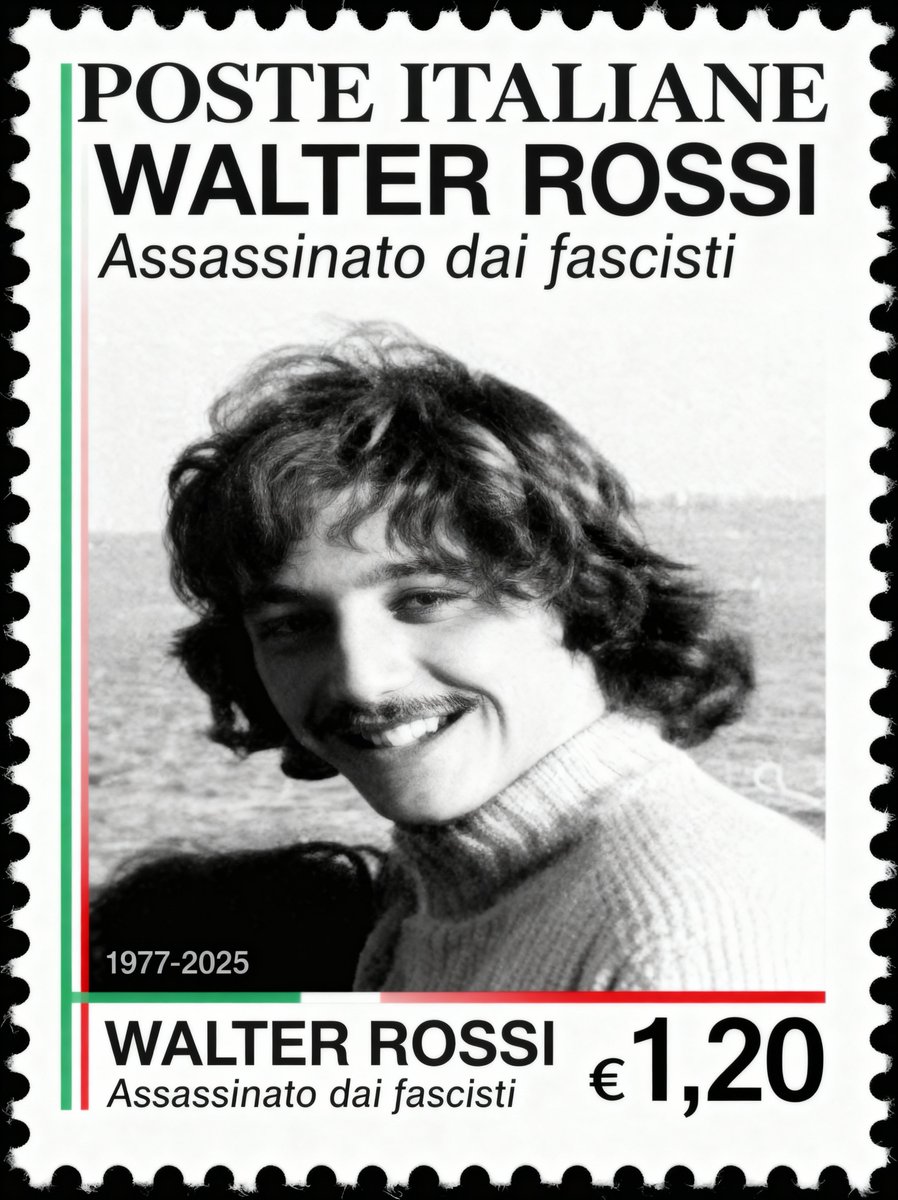 ANPIRomaPosti's tweet photo. 🟥Visto che anche per lui non verrà mai emesso, il francobollo glielo dedichiamo noi. #WalterRossi fu ucciso alle spalle il #30settembre 1977 a #Roma dai fascisti. A sparare fu #Alibrandi con la complicità di #Fioravanti. Aveva 20 anni.Nessuno ha mai pagato per questo crimine. https://t.co/bZ4H3g1TD0