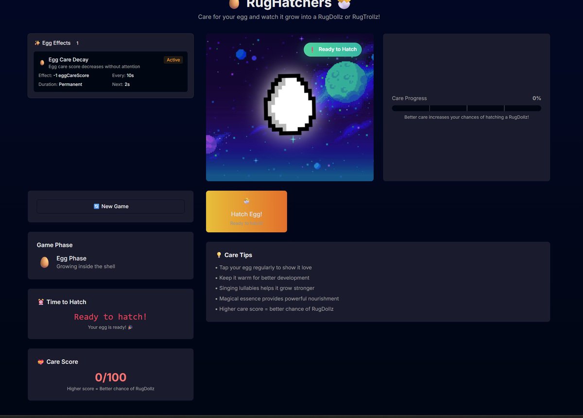 Good Morning Everyone! 🥚

What will you hatch..?

RugHatchers the first pet evolution pet on <a href="/ApeChainHUB/">ApeChainHUB</a>  powered by <a href="/apecoin/">ApeCoin</a> , Coming Soon!