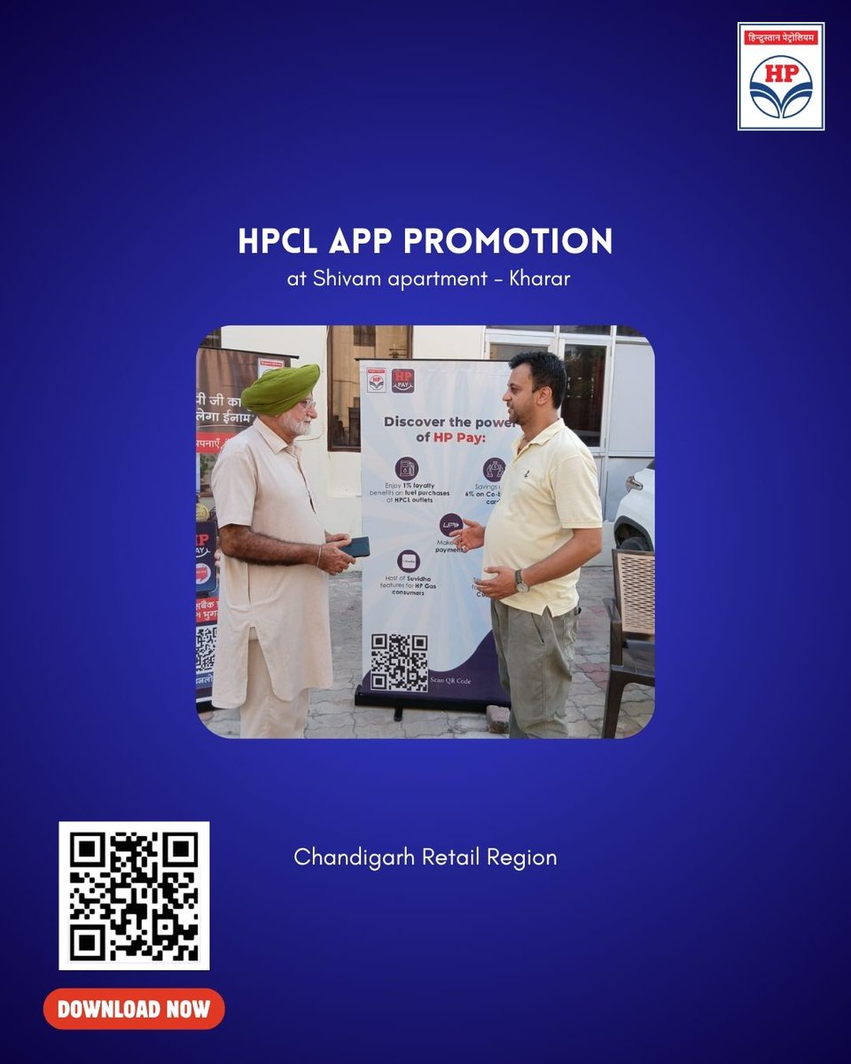 hpcl_Chandigarh's tweet image. HP PAY app promotion at Shivam Apartments - Kharar🥳

Download HP Pay app now! Make payments effortlessly and bag exclusive benefits on every refuel &amp;amp; LPG refills⛽

#HPCL #HPCLChandigarh #HPPAY #Apppromotion #Rewrds #Cashback #Downloadnow