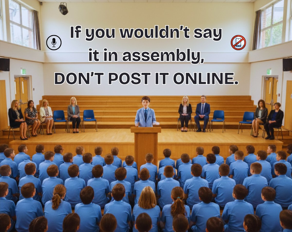 🚨 Online Safety Tip for Schools
Even ‘private’ posts can be screenshotted &amp; shared. 🔒 Once it’s online, you lose control!
🧠 Golden Rule: “If you wouldn’t say it in assembly, don’t post it online.”
✅ We help schools stay safe: ow.ly/MBUk50X3tO9
#OnlineSafety #SchoolsICT