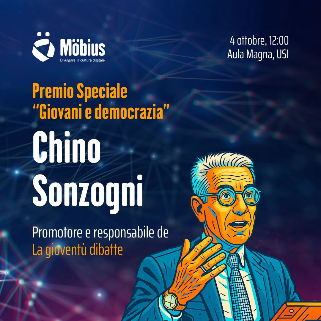 FondazMoebius's tweet photo. Premio Speciale “Giovani e democrazia” a Chino Sonzogni, promotore di La gioventù dibatte.

📍 USI Lugano
🗓 4 ottobre – ore 12.00

Dopo la cerimonia, l’intervento “Il dibattito argomentato, essenza della democrazia”.

🔗 https://t.co/iOq7g3nq2G https://t.co/ZhM9AZ1Hc9