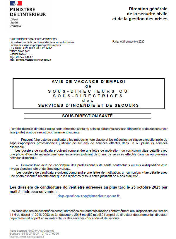Le SDIS de la Savoie est à la recherche de son prochain médecin-chef. 🔍

Retrouvez l'avis de vacance complet ici : 👇
emploi-territorial.fr/offre/o0752509…