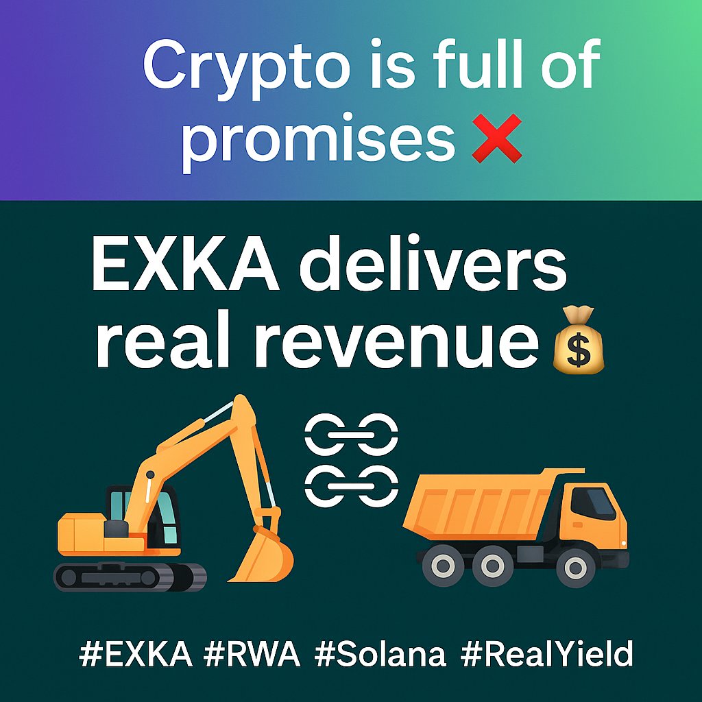 exkaofficial's tweet photo. Crypto is full of promises ❌
EXKA delivers revenue from real excavators &amp; trucks 🚜💰
#EXKA #RWA https://t.co/ecFKtWkJA0