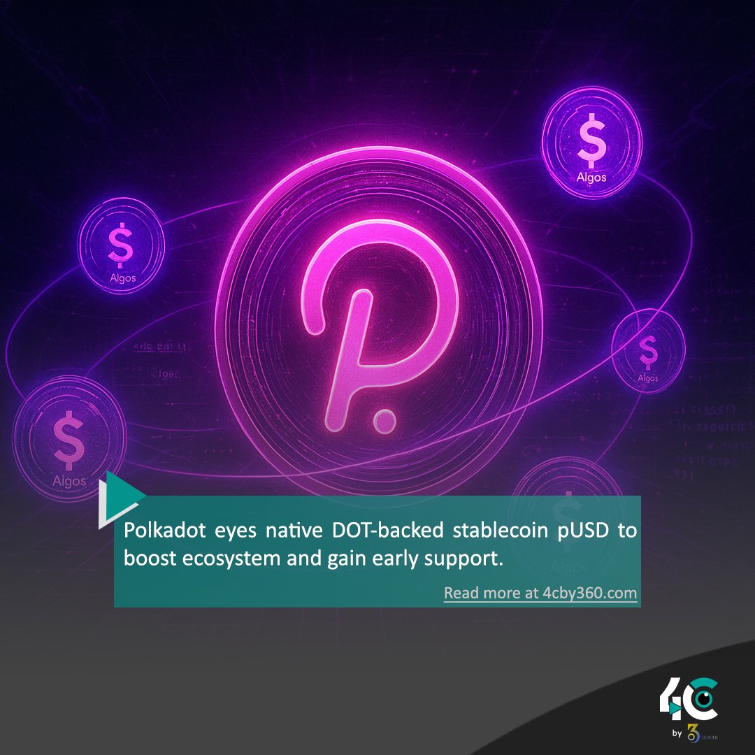 4cby360's tweet image. 🔗 Polkadot eyes native DOT-backed stablecoin pUSD to boost ecosystem and gain early support.
DeFi expansion on DOT blockchain. 🚀
#Polkadot #pUSD #Stablecoins #DeFi #CryptoAdoption #Blockchain #Web3Finance #CryptoMarkets #DigitalAssets #4cby360