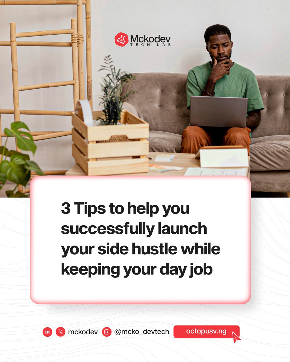 mckodev's tweet photo. Your 9 to 5 pays the bills. Your side hustle builds the future.
Use your evenings, weekends & lunch breaks to build something lasting.
Start scaling smart with OctopusV https://t.co/zhMtD2qc2D
#SideHustle #EntrepreneurLife #OctopusV #MckodevTechLab #BuildWhileYouWork #ekiti https://t.co/nrXu6hg9O4