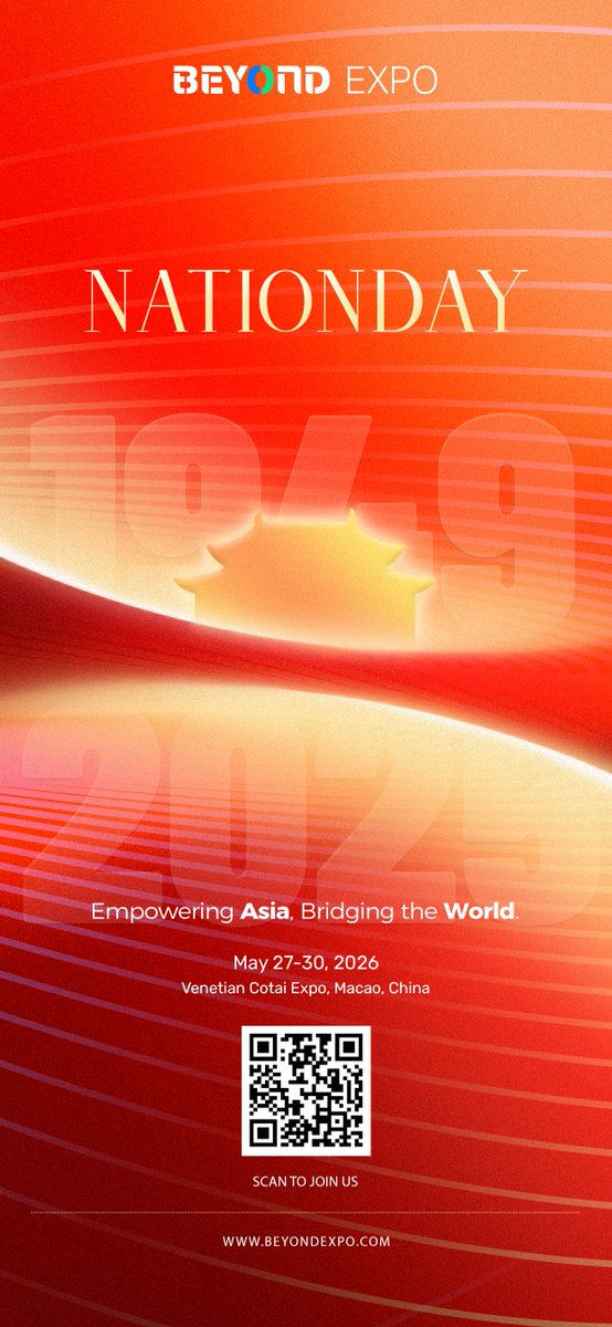 🇨🇳 Happy National Day! 🎉

On this special day, BEYOND Expo extends our warmest wishes to friends and partners around the world. As we celebrate innovation, collaboration, and progress, we look forward to welcoming you to BEYOND Expo 2026 in Macao — where technology and business