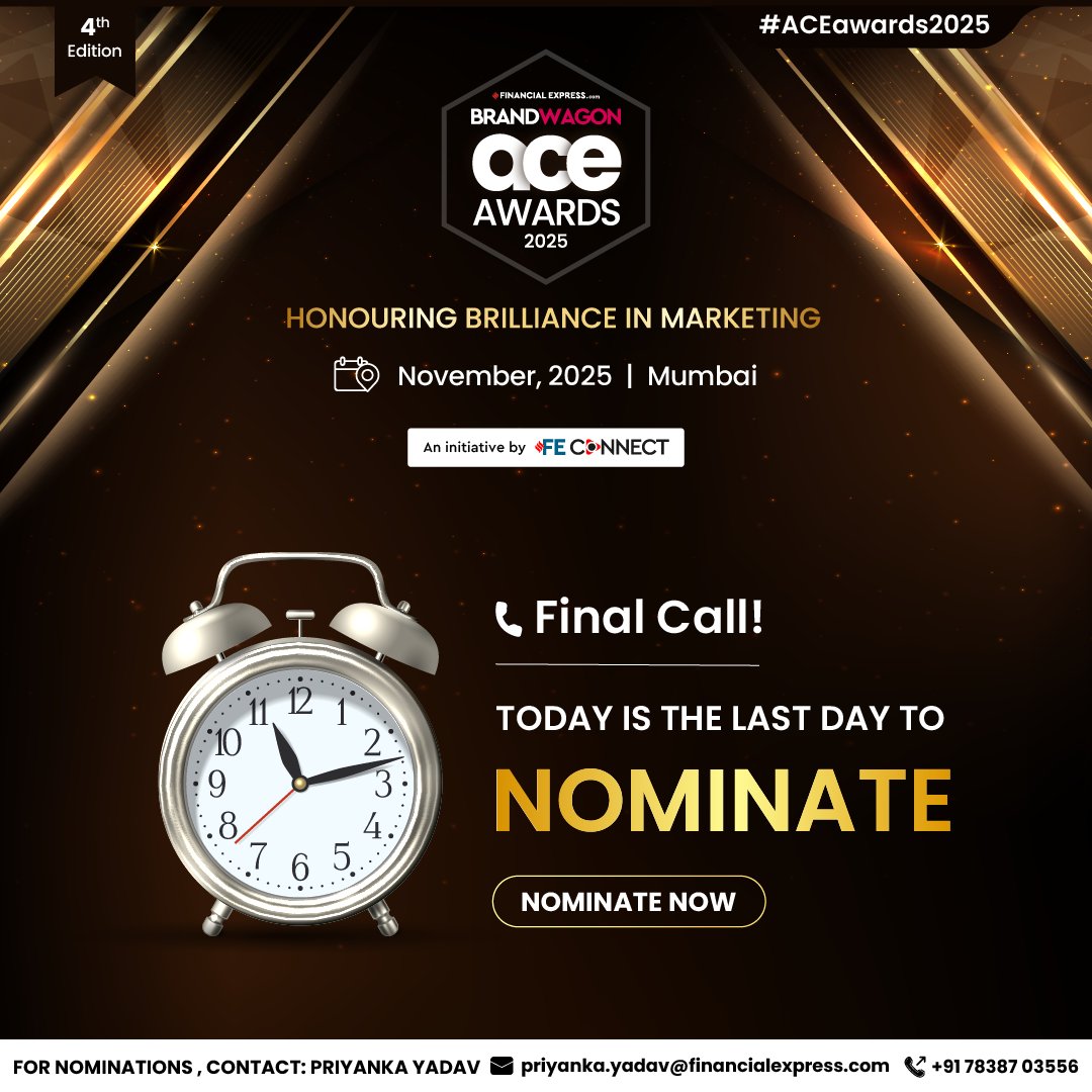 FEBrandWagon's tweet image. FE Ace Awards 2025 is your chance to showcase excellence and leadership. Submit your nominations before the deadline and let your achievements shine!

📍Happening in November 2025 | Mumbai
🔗 Nominate now: shorturl.at/2BcPJ

#ACEAwards2025 #FEBrandWagon #FEConnect