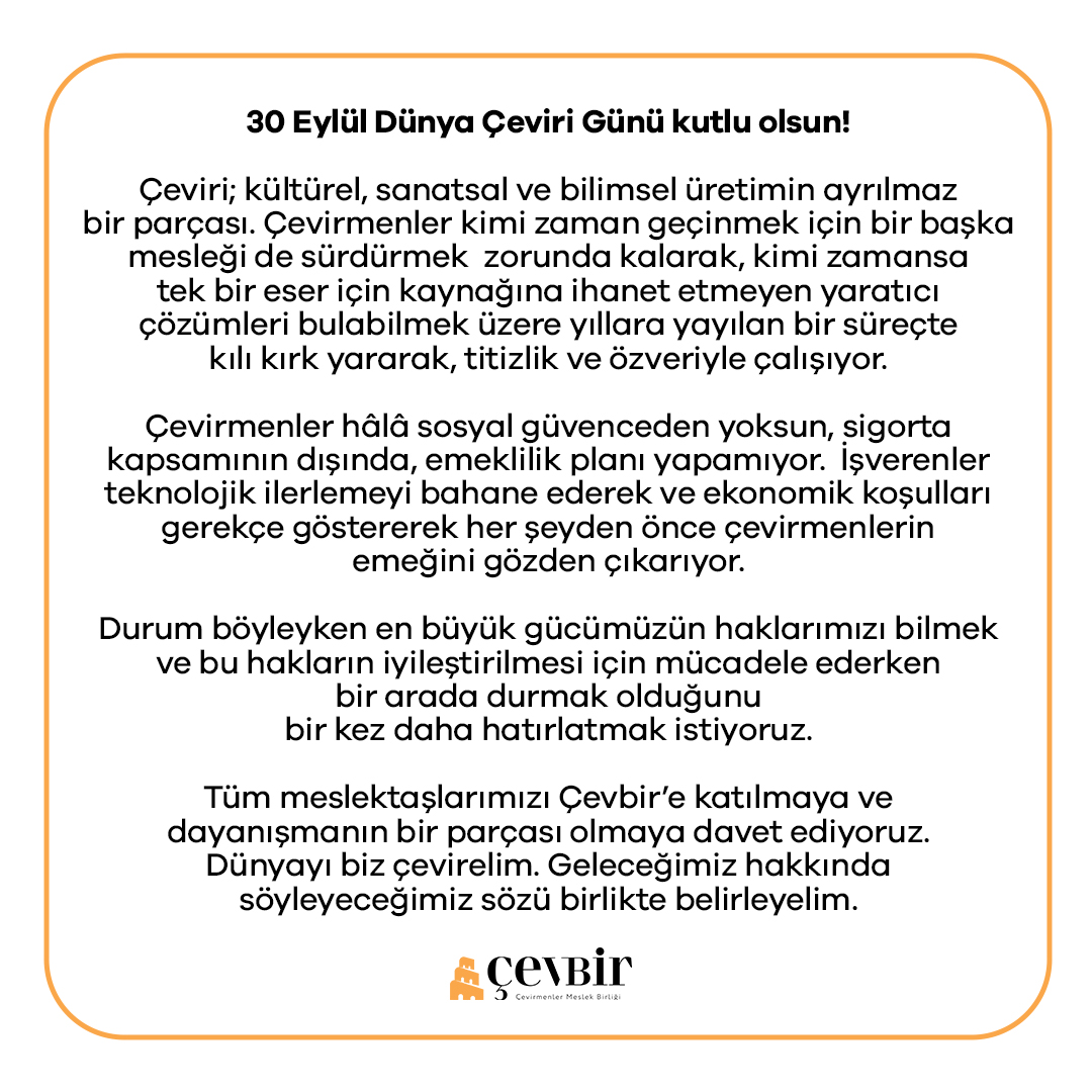 30 Eylül Dünya Çeviri Günü kutlu olsun!