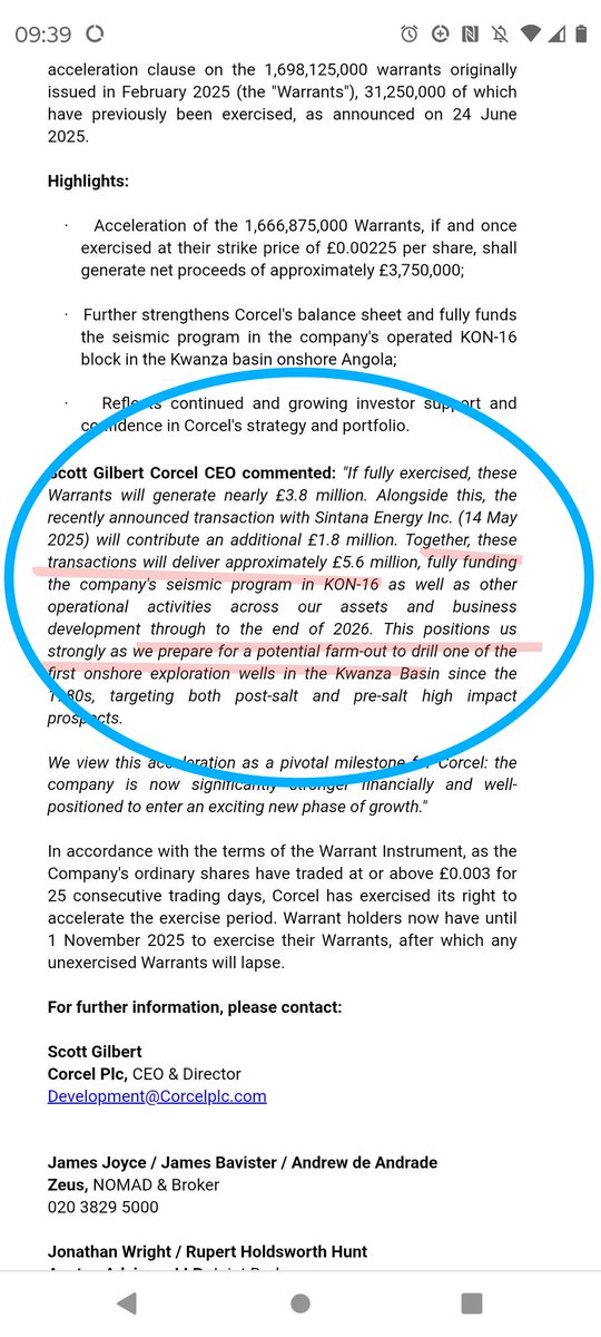 Riccardino999's tweet photo. #crcl #corcel #aet #oott
While I m not a fan of dilution I read this in a positive note
The play here is that 2d seismic will show up some kind of juicy 40-200m barrels target pre or post salt that will get interest and the share price going
Quenguela norte, on #afentra patch https://t.co/fUZCgwQWMY