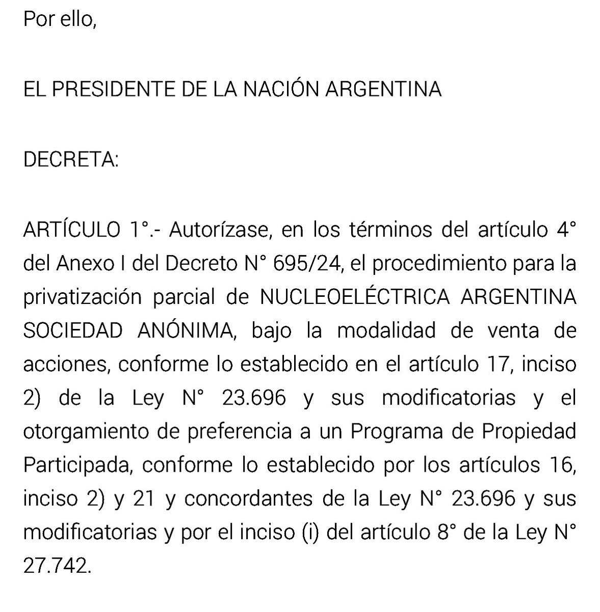 MILEI LE ENTREGA NUCLEOLÉCTRICA ARGENTINA A ESTADOS UNIDOS: QUIEREN URANIO Y COMBUSTIBLES NUCLEARES

Hace pocos días, el Secretario del Tesoro de Estados Unidos, Scott Bessent, aseguró que "las oportunidades para la inversión privada siguen siendo amplias" en Argentina.

Lo dijo,