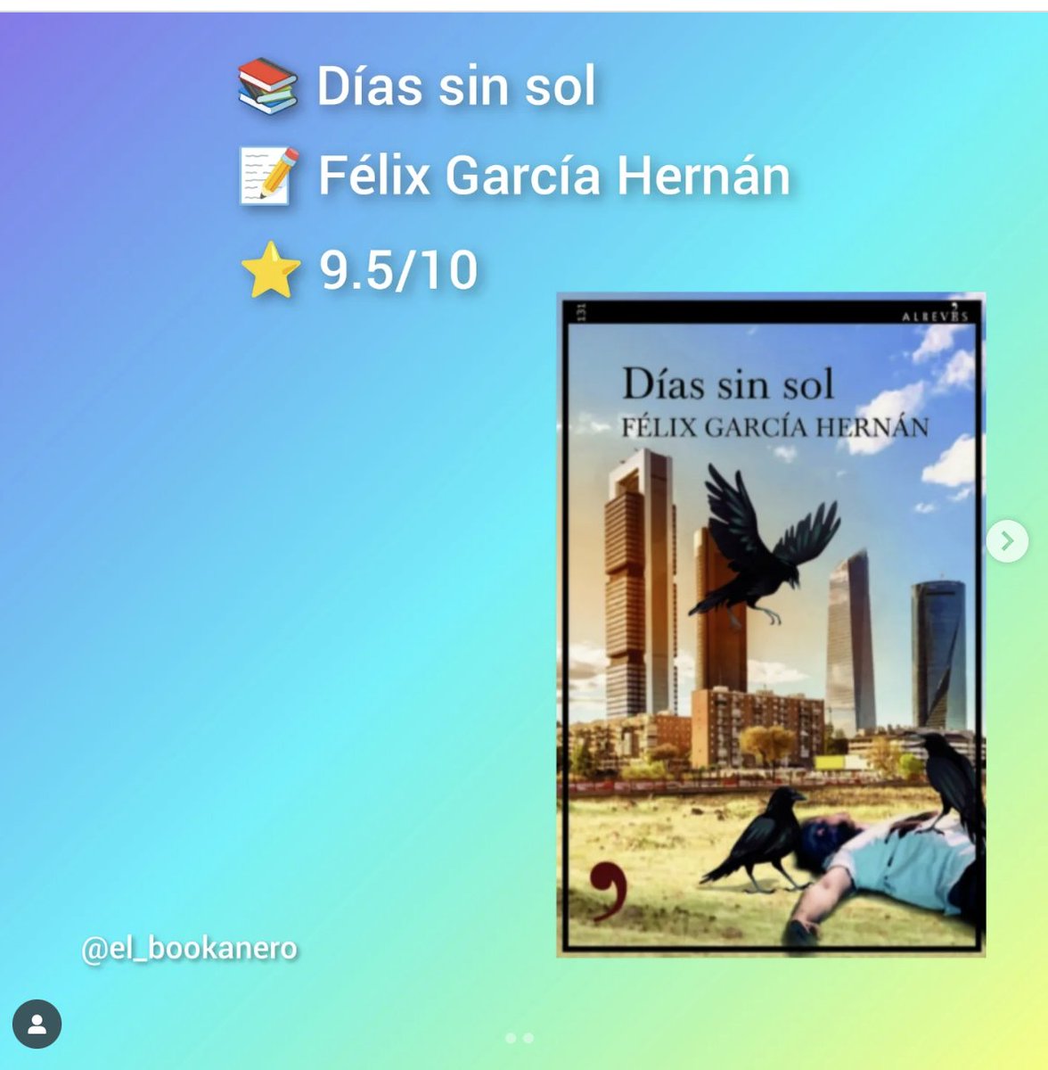 "La capacidad del autor para, además de crear una historia que te atrapa desde el inicio, hacer una crítica a los temas que han marcado la actualidad es increíble". Mil gracias a @el_bookanero de @amantesdelasletras2022 por esta gran reseña. instagram.com/p/DPFOHIqDFWB/?
