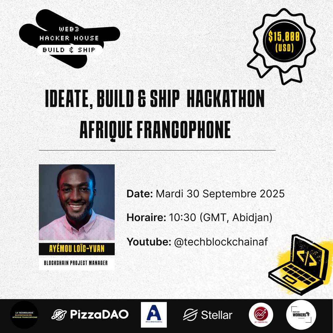 AyemouLoic's tweet image. Stellar Hackathon Afrique Francophone 1ère Édition 🎉

Nous sommes heureux de vous inviter au lancement de la première édition de l&apos;Hackathon de Stellar focus sur les communautés Afrique Francophone 🌍

Rendez-vous aujourd’hui dès 10:30 (Gmt) sur notre page Youtube.

#StellarHack