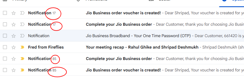 Hey <a href="/reliancejio/">Reliance Jio</a> after placing just one order, I’ve been spammed with 200+ SMS and 200+ emails saying the same thing 🤯. Please fix this broken notification system — it’s frustrating and unnecessary.
(Sharing screenshot for proof)
#JioFiber #CustomerExperience