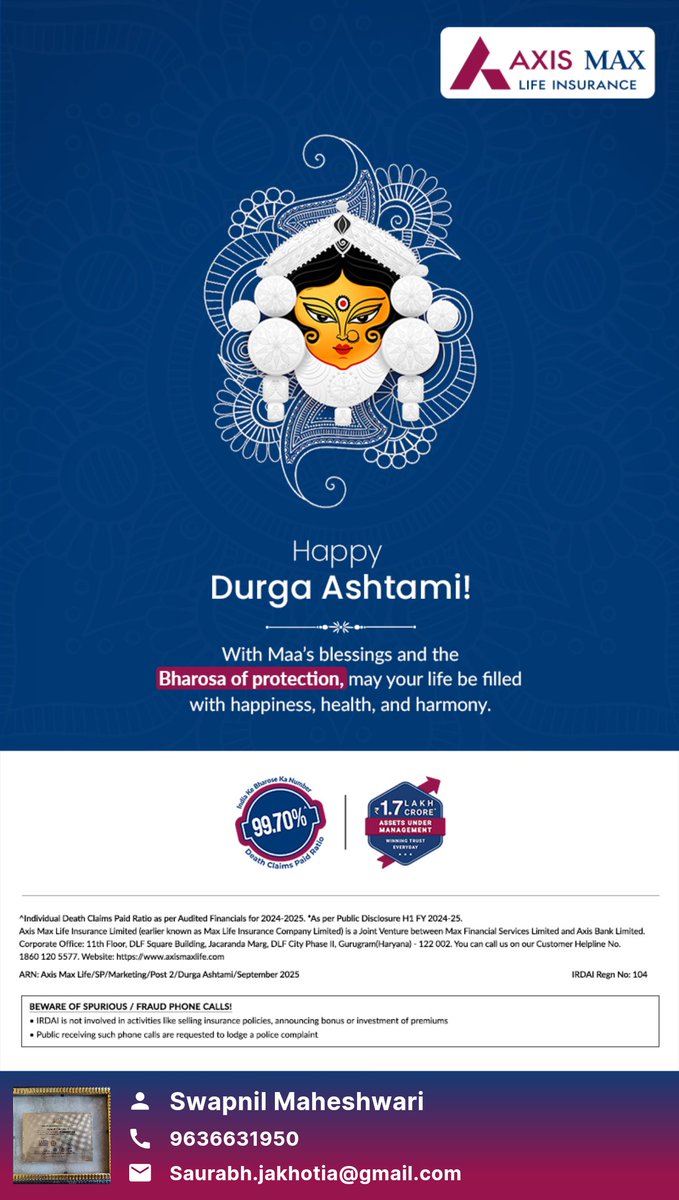 swap_maheshwari's tweet image. Celebrate the divine strength of Maa Durga, the joy of togetherness, and the vibrant spirit of festivity.
 
Wishing you a blessed and blissful Ashtami!
 web-link.co/dtc7l
