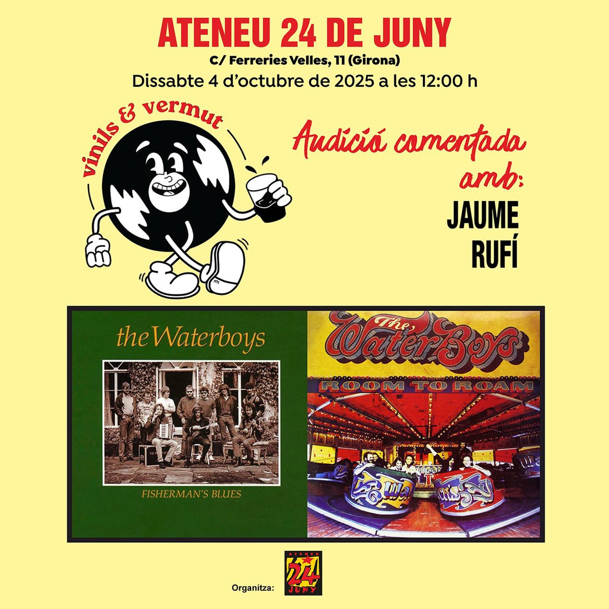 Vermut &amp; vinils!
Una sessió per escoltar i comentar dos àlbums clau de The Waterboys: Fisherman’s Blues (1988) i Room to Roam (1990).
Conduïda per Jaume Rufí, en un ambient proper i distès. 
🍷✨ #música #vinil #TheWaterboys