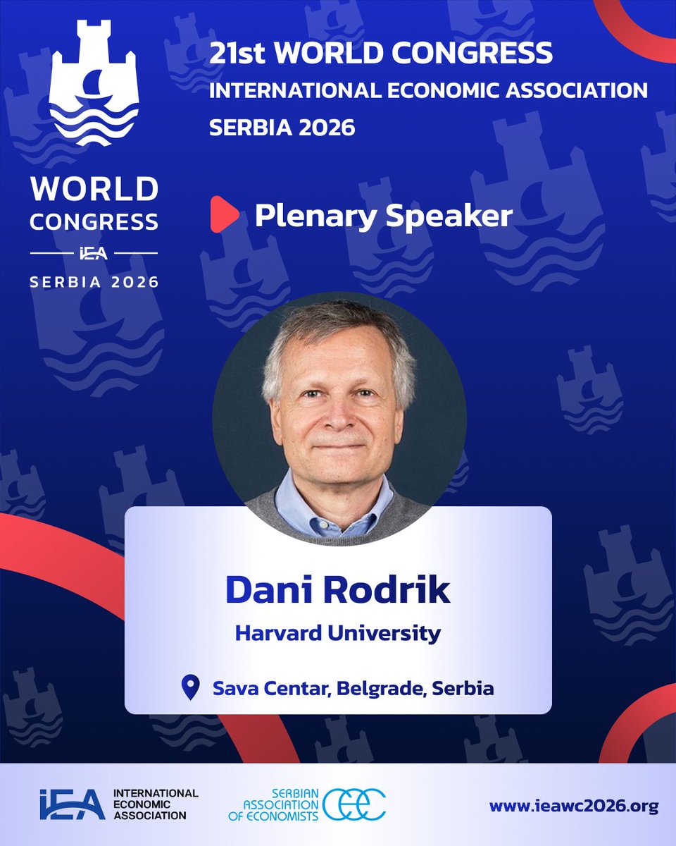 Plenary panel: The New Global Economic Order (NEO)    

Featuring plenary speaker Dani Rodrik
(Harvard University)

Find out more: ieawc2026.org