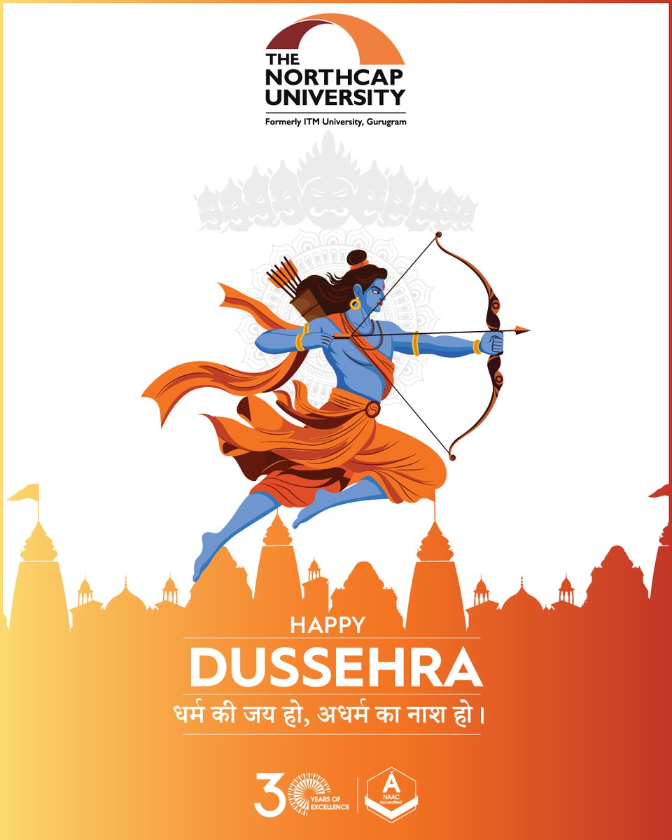 Triumph of virtue. Power of truth. Inspiration for generations.

On the sacred occasion of #Dusshera, #NCU celebrates the timeless victory of good over evil - a reminder that with courage, righteousness, and perseverance, light will always overcome darkness.

 #NorthCap