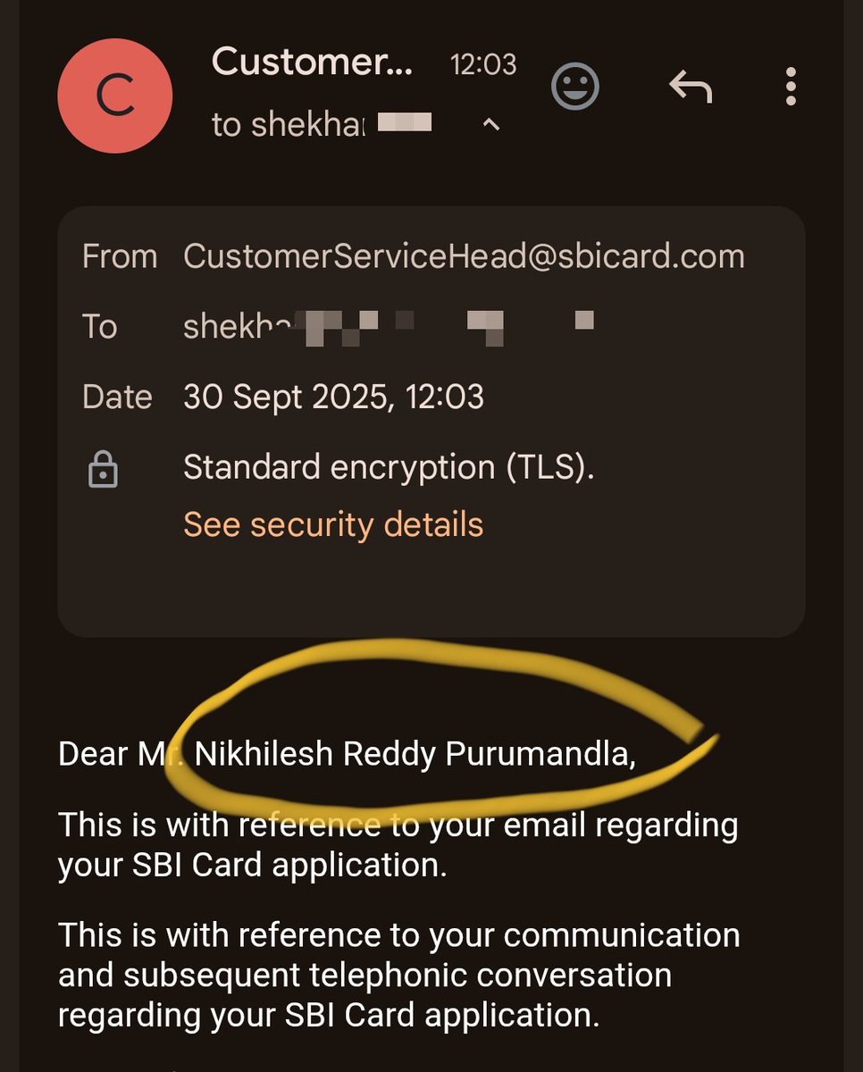 shekharsaurav's tweet photo. @SBICard_Connect wondering if bots are responding via CustomerServiceHead@sbicard.com? Are Agents copy pasting content without reading what is being asked? Just not sure why else I would get the same response no matter what my query is? Making it worse by addressing someone else. https://t.co/XQ8h8Kf0pe