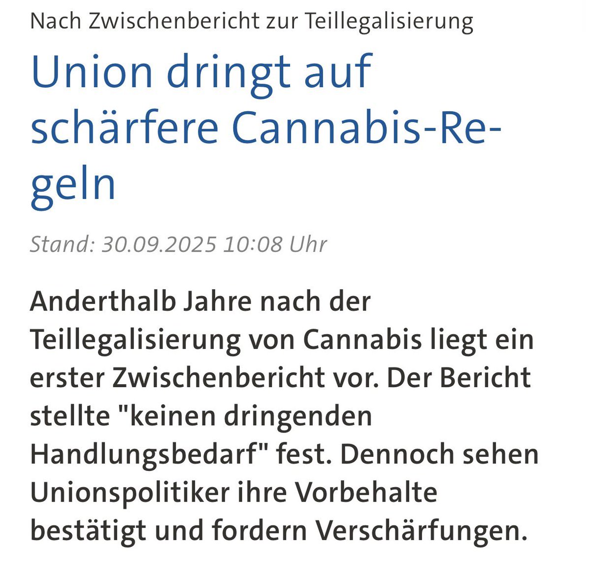 Wozu evaluieren wir die Folgen von Gesetzen wissenschaftlich, wenn die Politik am Ende doch nur der eigenen Ideologie folgt? 
Cannabis-Konsum steigt bei Erwachsenen nicht, sinkt bei Minderjährigen. Entkriminalisierung verhindert viel Leid, auch das gehört zur Abwägung!