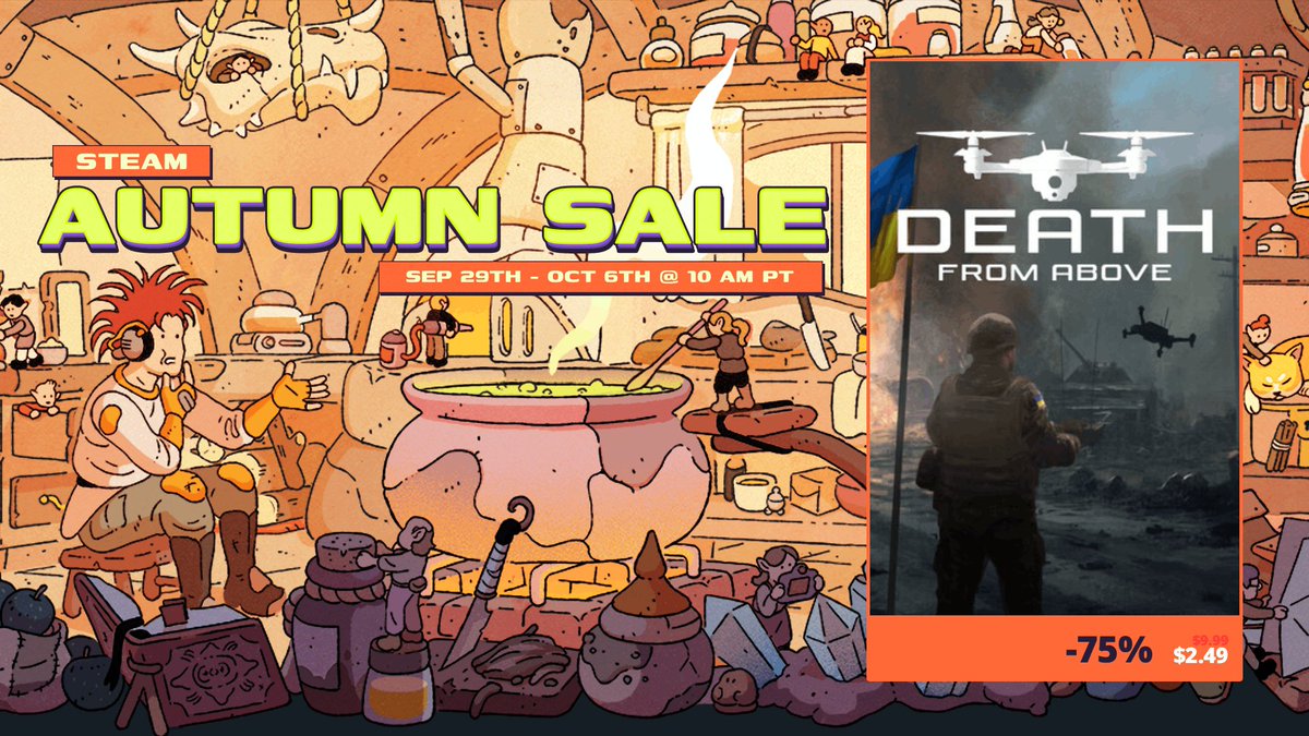 LesserEvilPub's tweet image. Steam Autumn Sale hits Death From Above
-75% discount is ready for you
