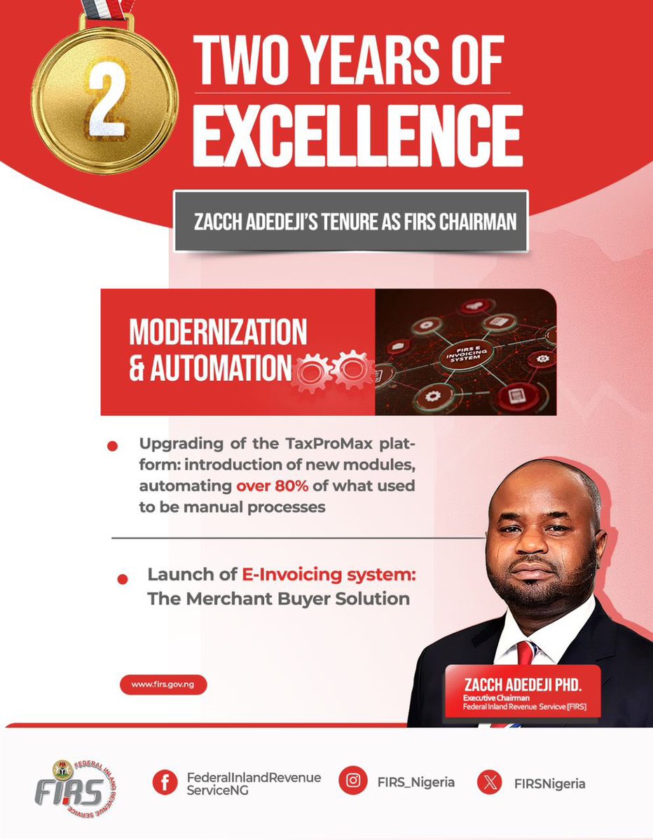 mrlurvy's tweet image. A compilation of the Two Years of Excellence under Zacch A. Adedeji, PhD, as Chairman of FIRS was already prepared for release on September 18th, the exact date that marked his two years in office.

However, out of respect for the tragic fire incident that occurred just a day…
