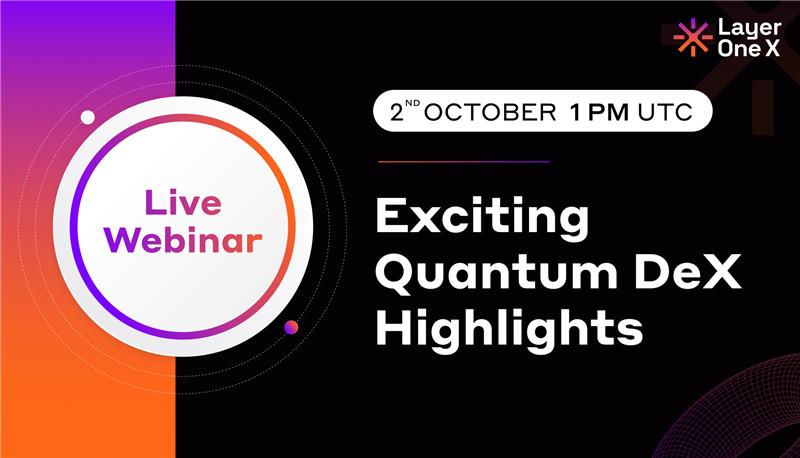 LayerOneX's tweet image. L1X Live: Exciting Quantum DeX Highlights
 
Join the L1X team on a Live Webinar.

✅What’s on the Agenda:
 🔹Quantum DeX Highlights 
 🔹Liquidity Loan Model Version 2
 🔹Monthly Highlights

🗓 2 Oct | 1PM UTC
 Join here: bit.ly/3WjhbyY