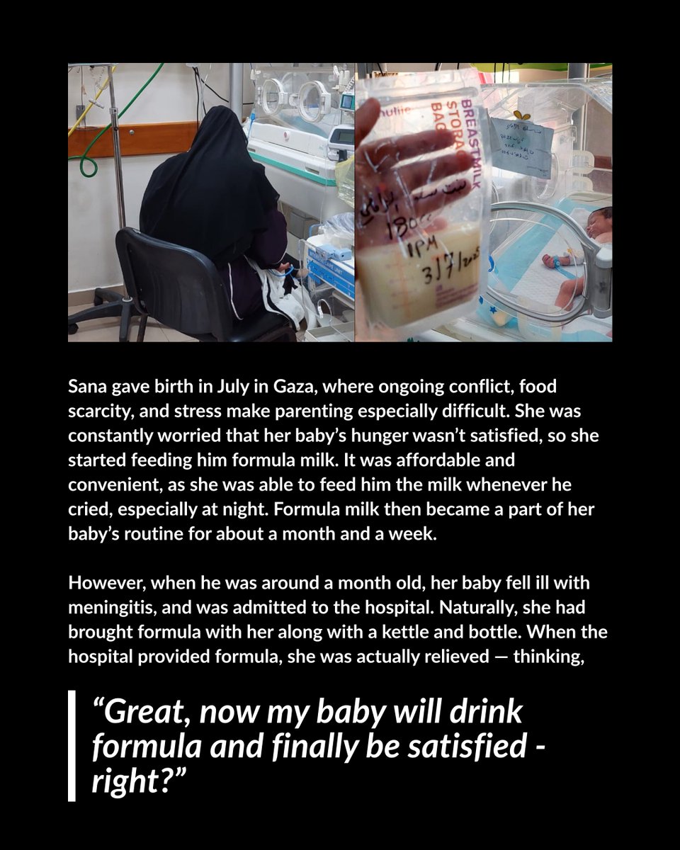 dwwuk's tweet photo. In #Gaza, conflict and food scarcity make parenting a daily challenge. With support from health facilities we help strengthen, a mother trusted her body and her baby is now thriving 💛

#DoctorsWorldwide #Breastfeeding #MaternalHealth #HealthyBabies https://t.co/CiYavdVMdg