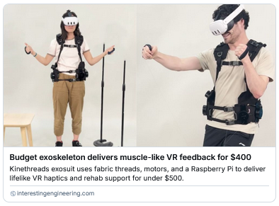 smaksked's tweet image. Budget exoskeleton delivers muscle-like #VR feedback
@MarkQuinn_VO @KanezaDiane1 @rwang0 @Khulood_Almani @devaang @SabineVdL @Nicochan33 @HaroldSinnott @WSWMUC @JoannMoretti @XavierAncelin @HKB_Tech @drsharwood @psb_dc @thierry_pires
interestingengineering.com/innovation/low… #innovation #Tech4Good