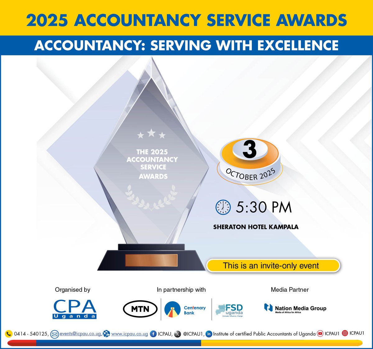 ASA turns 10!

This milestone is more than a ceremony; it’s a story of transformation &amp; impact by accountants.

Happening this FRIDAY, follow us &amp; watch the livestream via pulse.ly/cwdjzron5l

#ASAwardsAt10
#CelebratingAccountantsUg
#WeCreateImpact