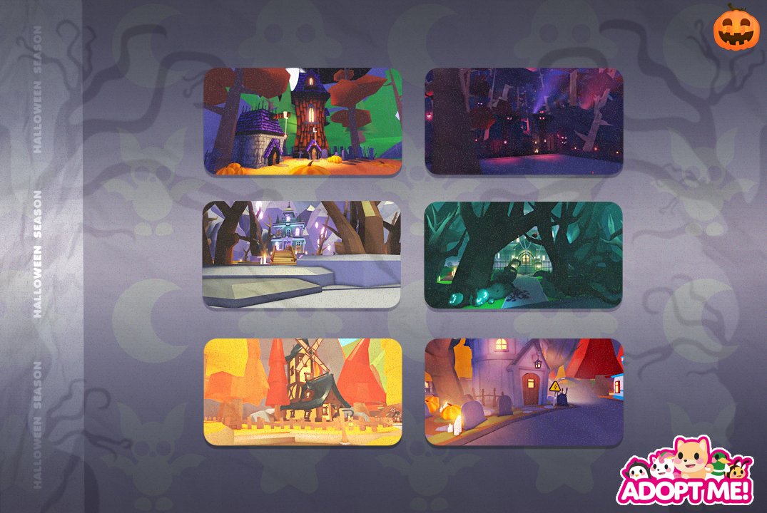 Where was your favorite location to spend Halloween? 🏚️✨

Currently, we have 6 locations that have served as venues! 

#AdoptMe #Roblox
