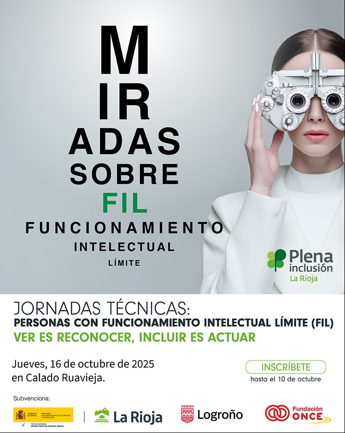 El Funcionamiento Intelectual Límite (FIL)
es una realidad
que condiciona de manera significativa
la vida de quienes lo presentan.

Por eso,
organizamos la jornada gratuita
'Ver es reconocer, incluir es actuar',
dirigida a profesionales.

📝Inscripción➡️ bit.ly/46P761L