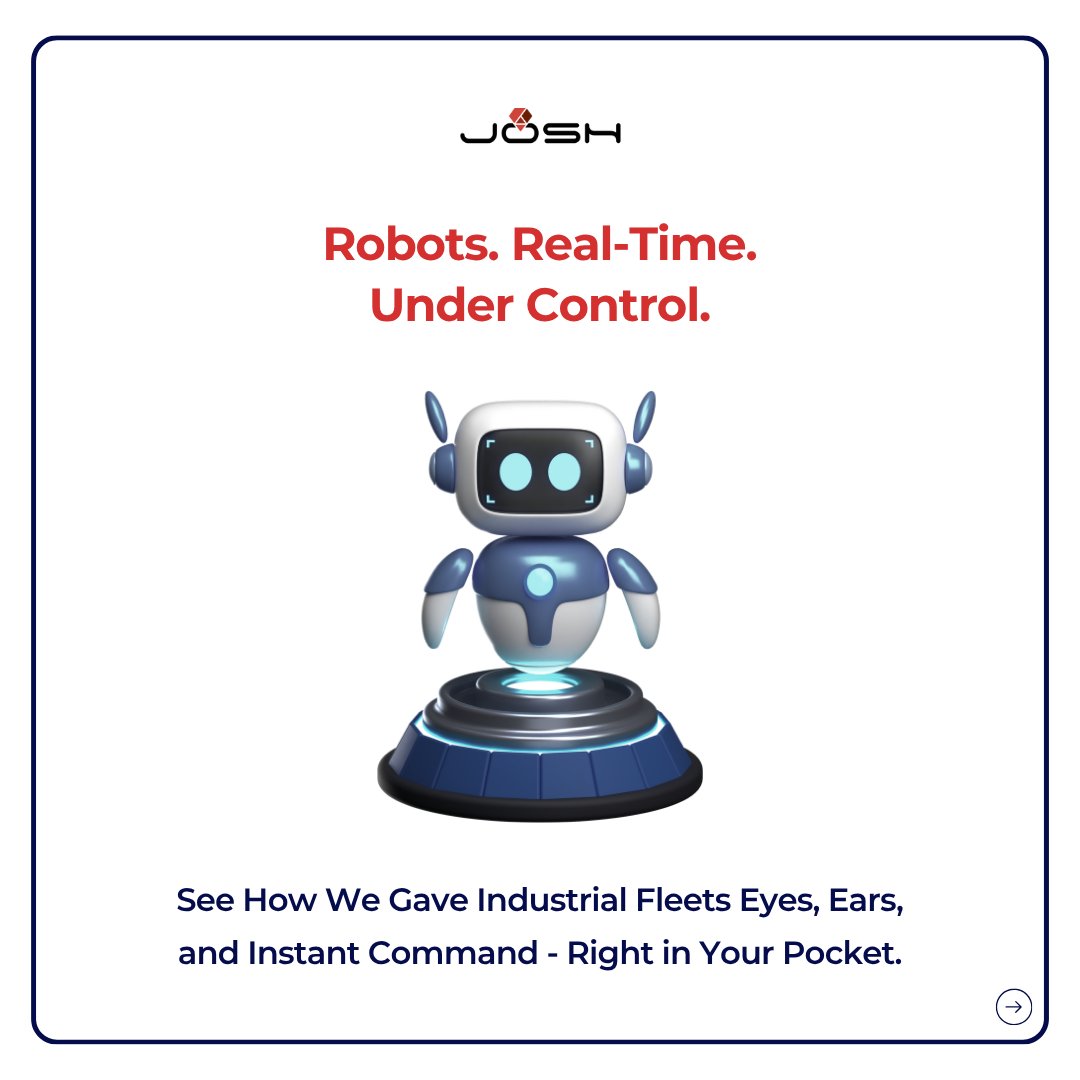 joshsoftware's tweet image. Our work didn’t just digitize robot control, it gave enterprises real-time visibility and operational intelligence.

From instant telemetry to configurable alerts, teams can now monitor fleets remotely, respond faster to issues, and optimize workflows - all while scaling…