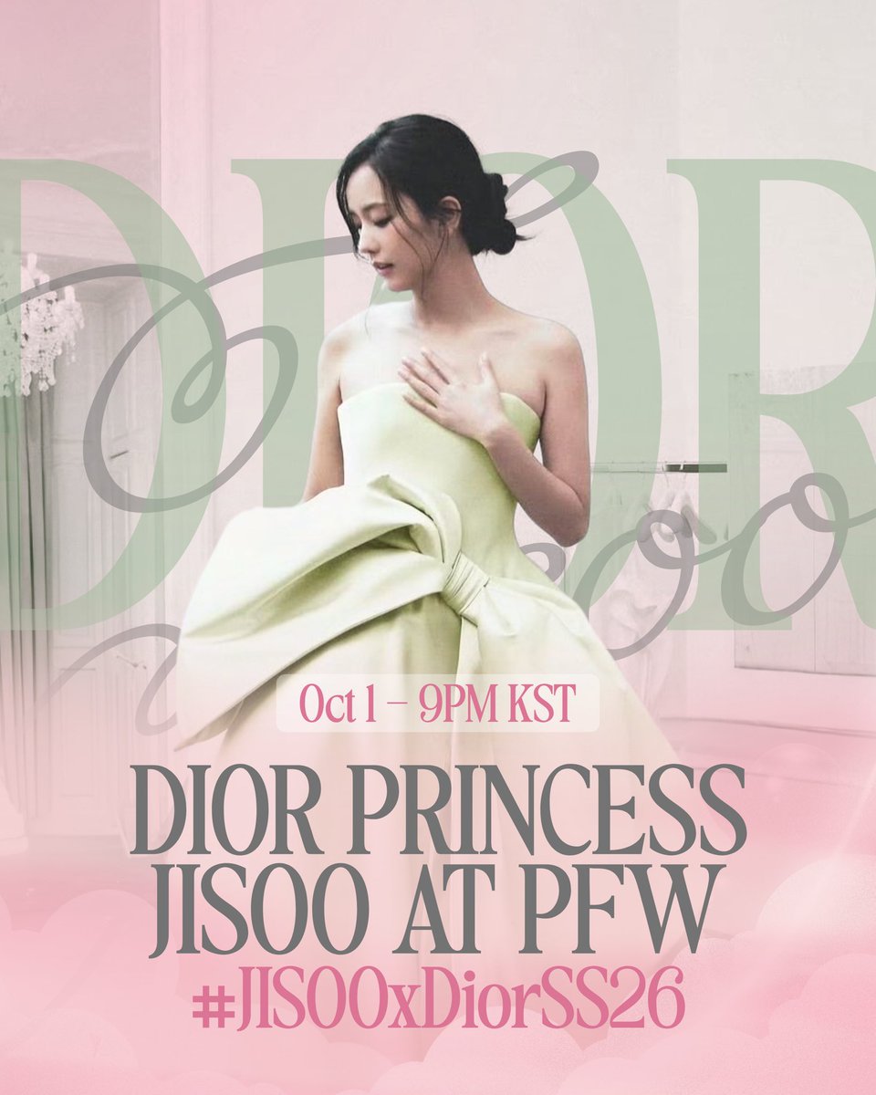 NEWSJISOO's tweet photo. #JISOO at #DiorSS26 show at Paris fashion week — hashtag party. 

🗓️ October 1, 9PM KST.
#️⃣ In the banner below. https://t.co/xii4arBzXS