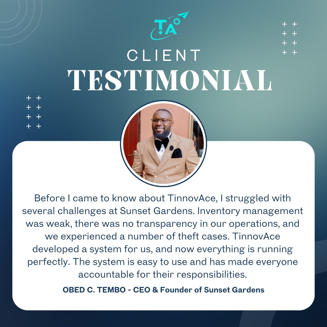 TinnovAce's tweet photo. 💥 Running a bar without the right inventory system = pouring money down the drain. Sunset Gardens fixed it with #TinnovAce: real-time tracking, accountability &amp; transparency. “Now everything is running perfectly.”

👉 DM us today to digitise your business! https://t.co/K8feaiudZj