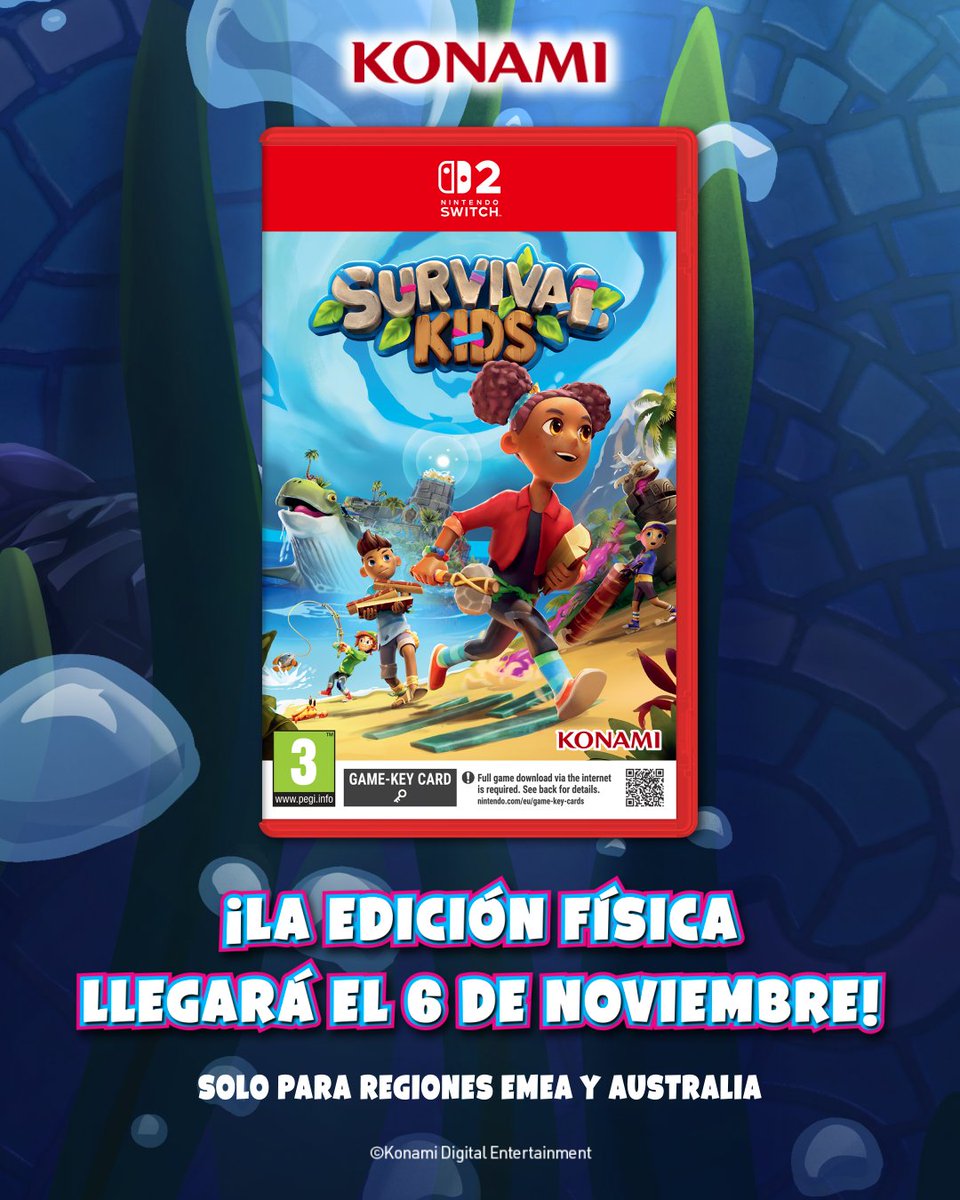 KONAMI_ES's tweet image. ¡La edición física de Survival Kids saldrá a la venta el 6 de noviembre! 🏝

Resuelve puzles, crea objetos y explora con amigos. Survival Kids es el cooperativo perfecto para Nintendo Switch 2.

Consigue tu copia en @Amazon: amazon.es/Konami-Surviva…

#SurvivalKids #NintendoSwitch2