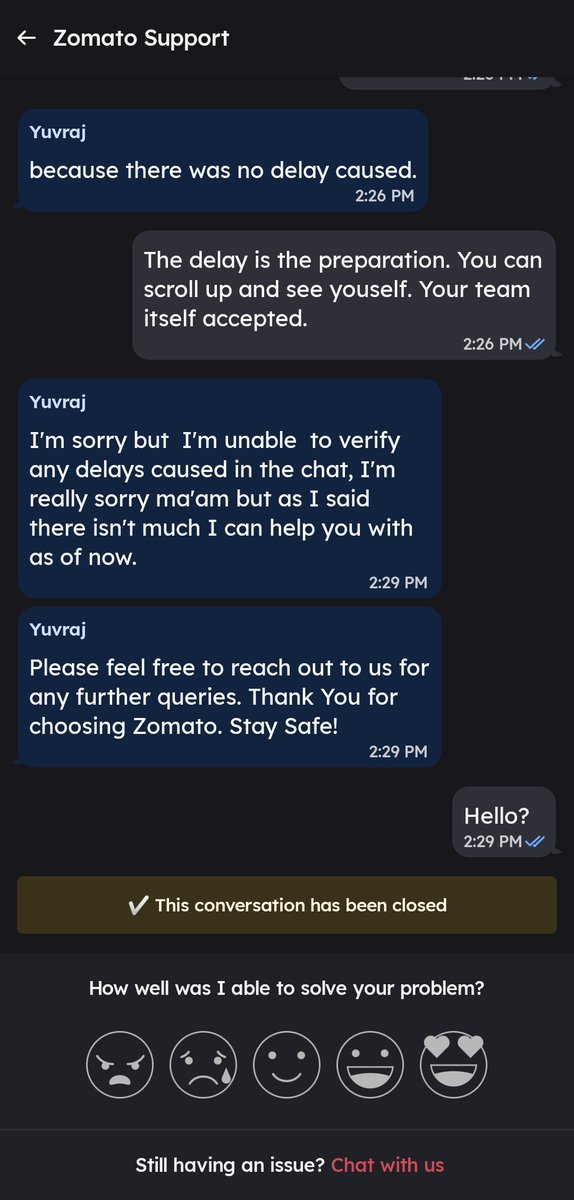 This is how #Zomato Cares their customers <a href="/zomato/">zomato</a> <a href="/zomatocare/">Zomato Care</a>