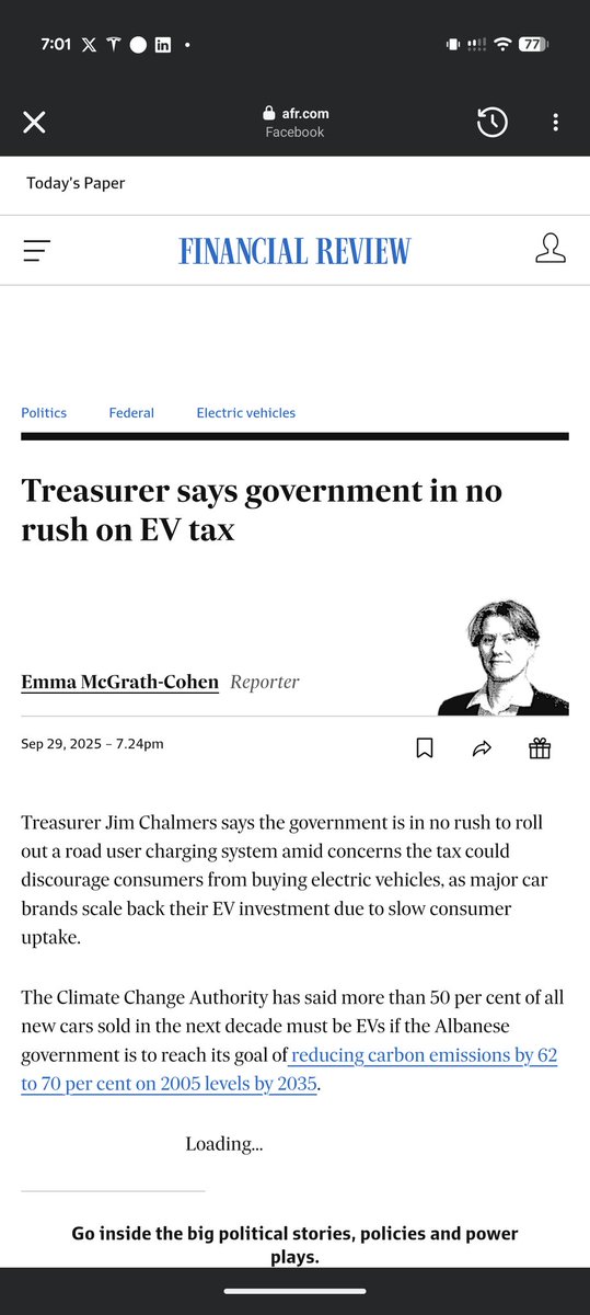 We've had a win there! The EV tax is postponed.