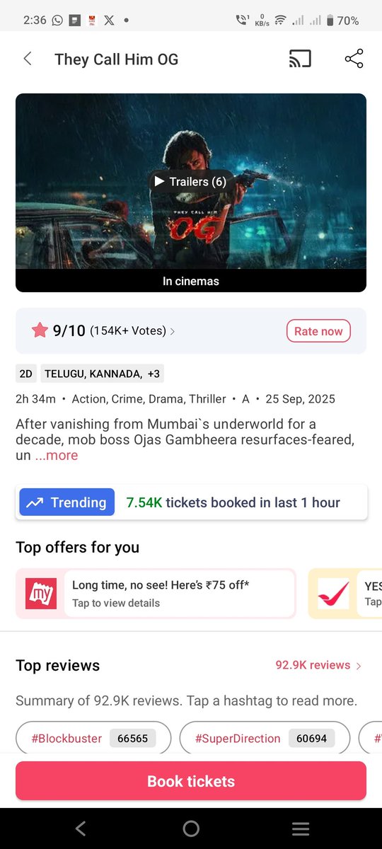 ram11147's tweet photo. 7.5 k tickets in last 1 hour 💥💥
# OG# https://t.co/QRJLbDJys7