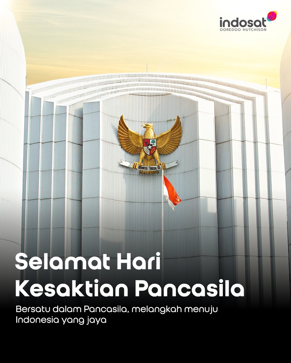 Hari ini kita meneguhkan kembali semangat Pancasila sebagai dasar persatuan bangsa.

Mari jaga bersama, agar Indonesia tetap kuat, bersatu, dan berdaya.

#StrivingBeyond #EmpoweringIndonesia #IndosatOoredooHutchison #IOH