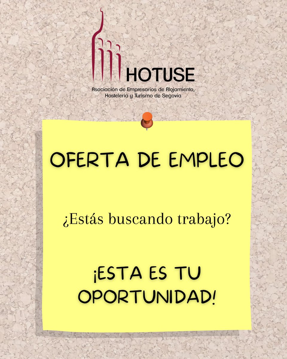 📢 OFERTA DE EMPLEO
Se necesita ayudante de cocina para establecimiento en Segovia capital.
📩 Interesados/as enviar CV a hotuse@hosteleriayturismodesegovia.es
👉 Indicar en el asunto: “AYUDANTE DE COCINA SEGOVIA 2”
¡Únete a un gran equipo de hostelería! 🔪🍳 #Empleo #Segovia