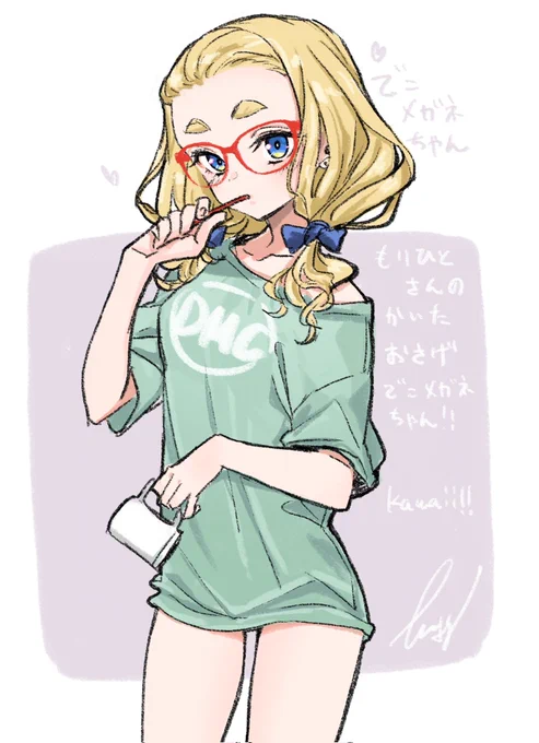 森人さん()が描いてくれたおさげが可愛かったので仕事合間ラクガキ